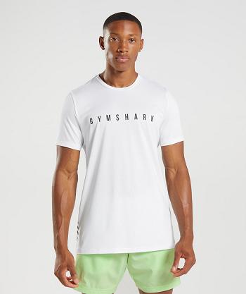 Gymshark Sport Stripe Muške T Shirts Bijele | HR 2351MQZ